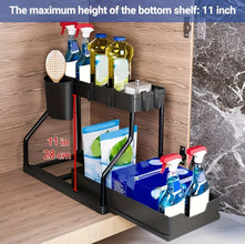 Under Sink Organizer Space Saving 2 Tier Pull Out Storage Box Durable Large Capacity Kitchen Bathroom Essential Drawer Organizer