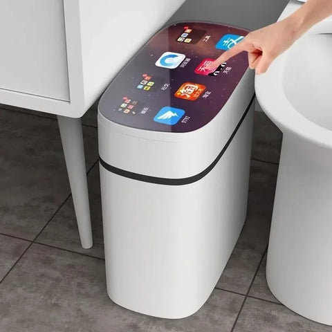 Intelligent induction trash can, automatic household living room, bathroom, electric new version, seam belt cover trash bin
